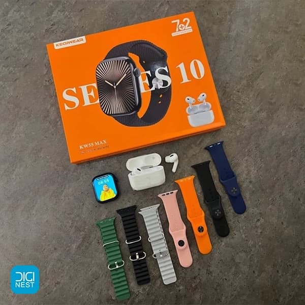 پک ساعت هوشمند طرح اپل و ایرپاد Keqiwear مدل KW55 Max — تصویر ۴