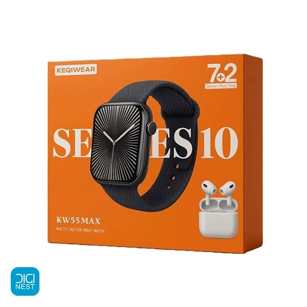 پک ساعت هوشمند طرح اپل و ایرپاد Keqiwear مدل KW55 Max — تصویر ۳