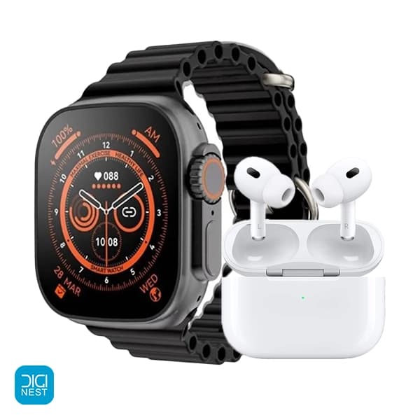 پک ساعت هوشمند طرح اولترا و ایرپاد Keqiwear KW56 Ultra 3