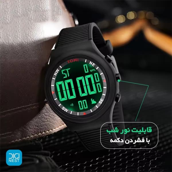 ساعت مچی دیجیتال تامی مدل TOMI TM-3003G با نور شب — تصویر ۶