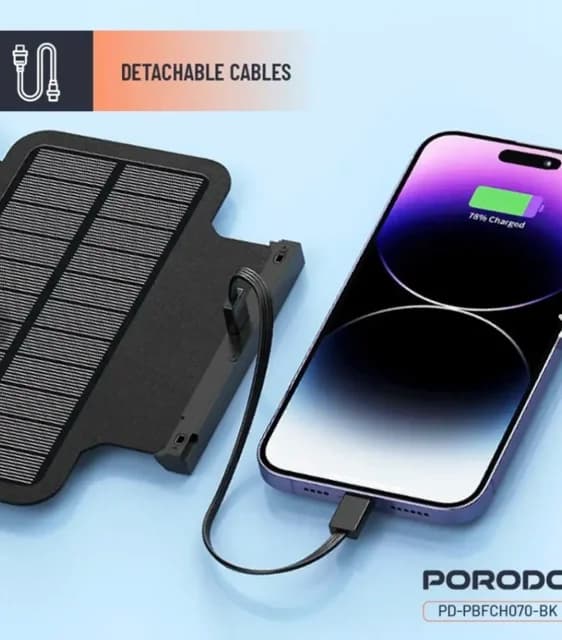 پاوربانک خورشیدی Porodo، پرودو ظرفیت 20000 میلی آمپر — تصویر ۳