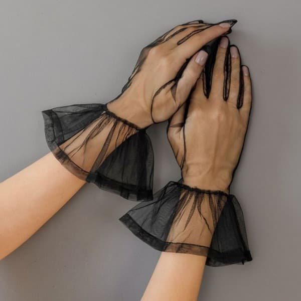 دستکش توری مشکی کوتاه عروسکی