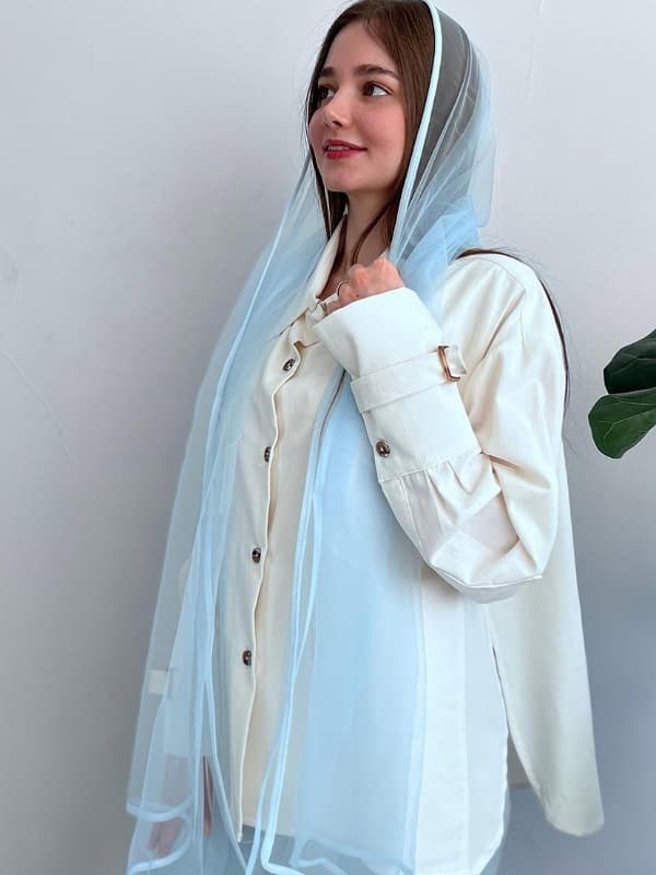 شال توری آبی آسمانی