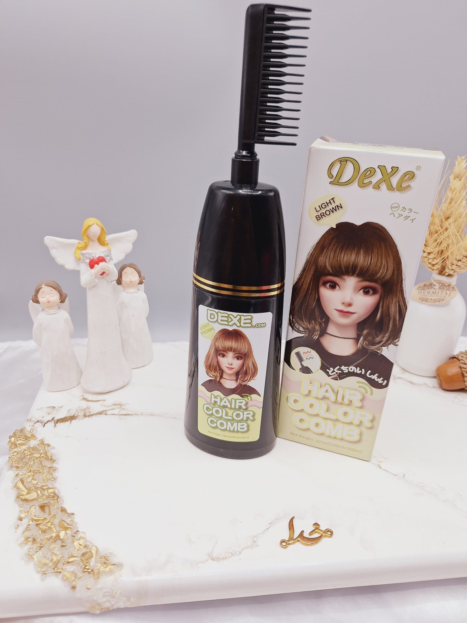 شانه رنگ مو رنگ قهوه ای روشن طبیعی برند دکسی Dexe کد 4863