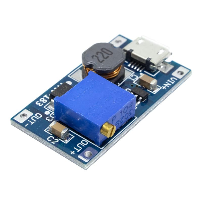 ماژول رگولاتور ولتاژ افزاینده HW-183 با ورودی Micro USB و جریان 2 آمپر — تصویر ۳