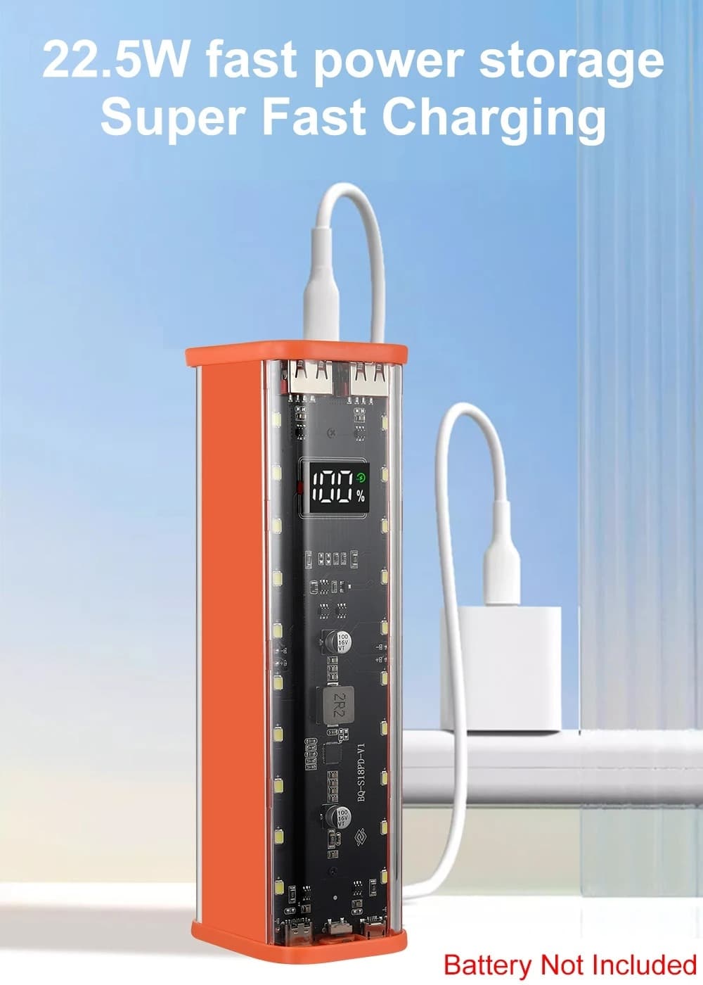 کیس Transparent پاوربانک فست شارژ 20000mAh با خروجی USB مدل BQ-S18PD — تصویر ۲