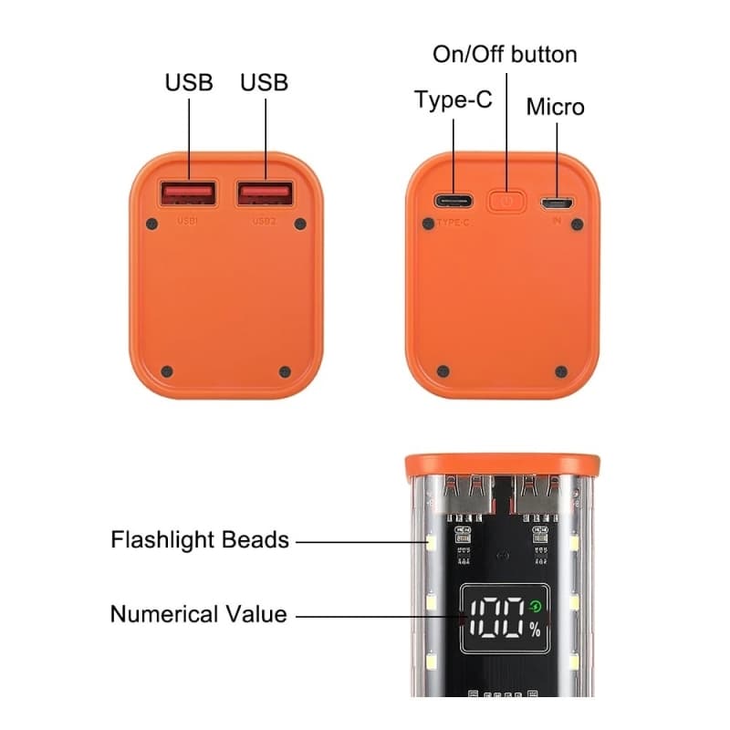 کیس Transparent پاوربانک فست شارژ 20000mAh با خروجی USB مدل BQ-S18PD — تصویر ۱۲