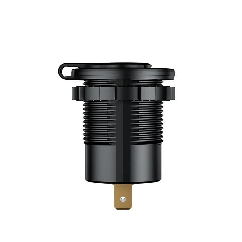 شارژر USB خودرویی روپنلی گرد QC3.0 + Type-C با کلید ON/OFF و نشانگر ولتاژ — تصویر ۳