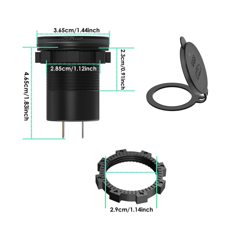 شارژر USB خودرویی روپنلی گرد QC3.0 + Type-C با کلید ON/OFF و نشانگر ولتاژ — تصویر ۶
