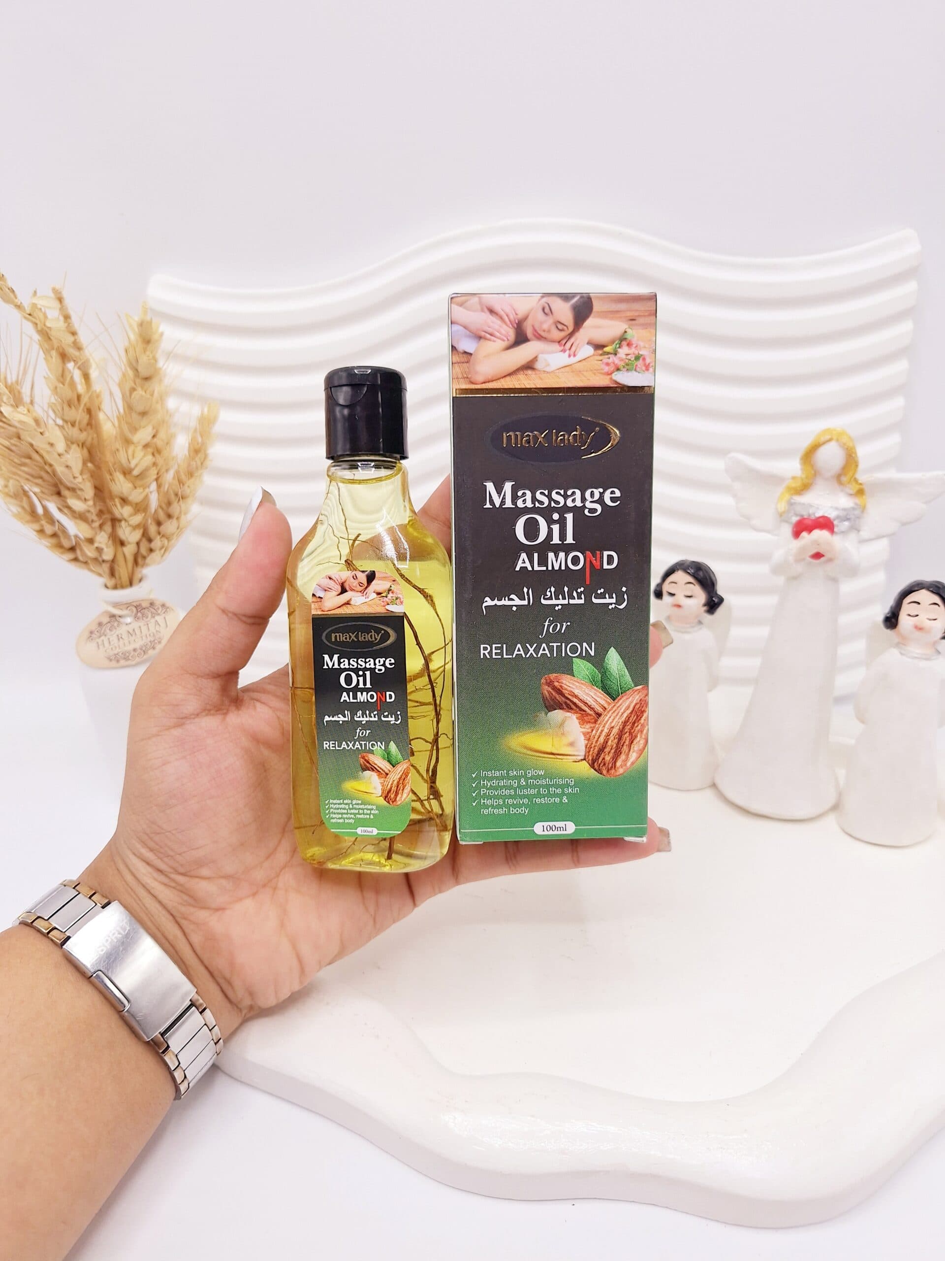 روغن ماساژ و تسکین دهنده درد عضلانی عصاره روغن بادام برند مکس لیدی کد 2954 — تصویر ۲
