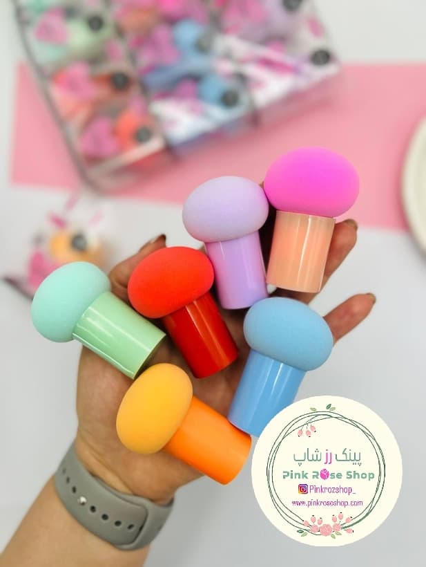 پد بیوتی قارچی دسته دار (رنگی جعبه دار)