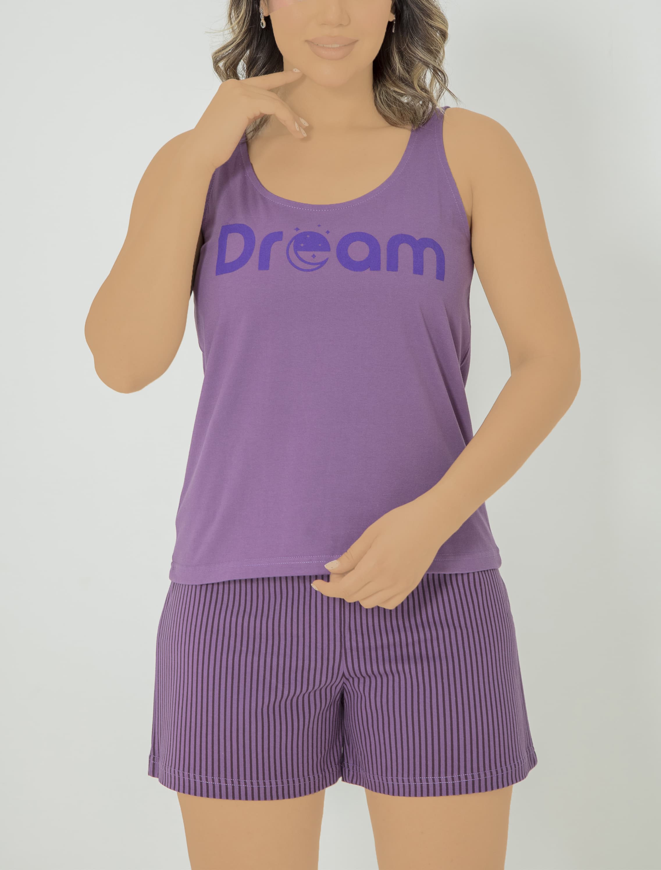 ست زنانه رکابی طرح اسپرت DREAM بنفش کد6661