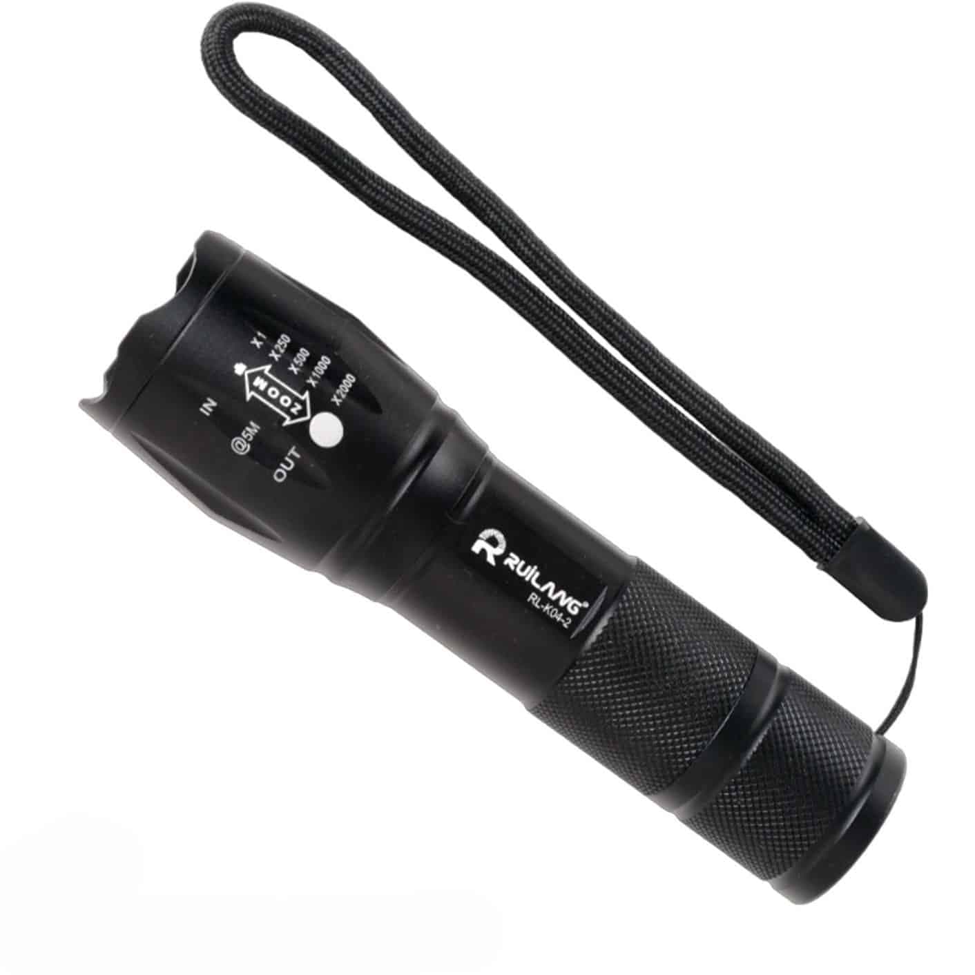 چراغ قوه دو لامپه XPE+UV زوم دار مدل K04-2 — تصویر ۵
