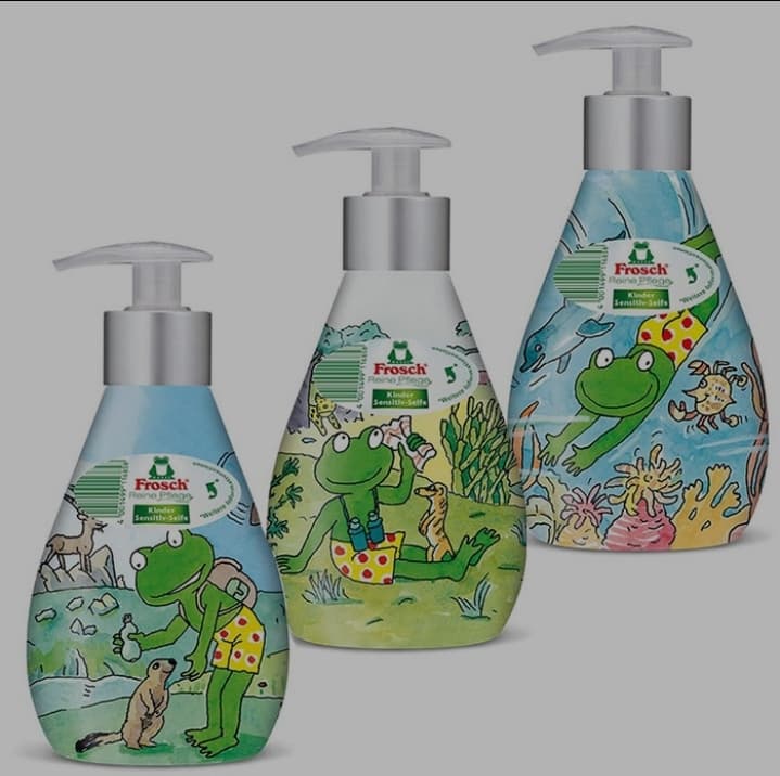 مایع دست شویی ضد عفونی کننده و ضدحساسیت کودک فرش بی بی(Frosch) مناسب پوست های حساس حجم 300 میلی لیتر