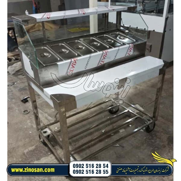 میز تاپینگ ساده چرخ دار با پیشخوان شیشه ای — تصویر ۳