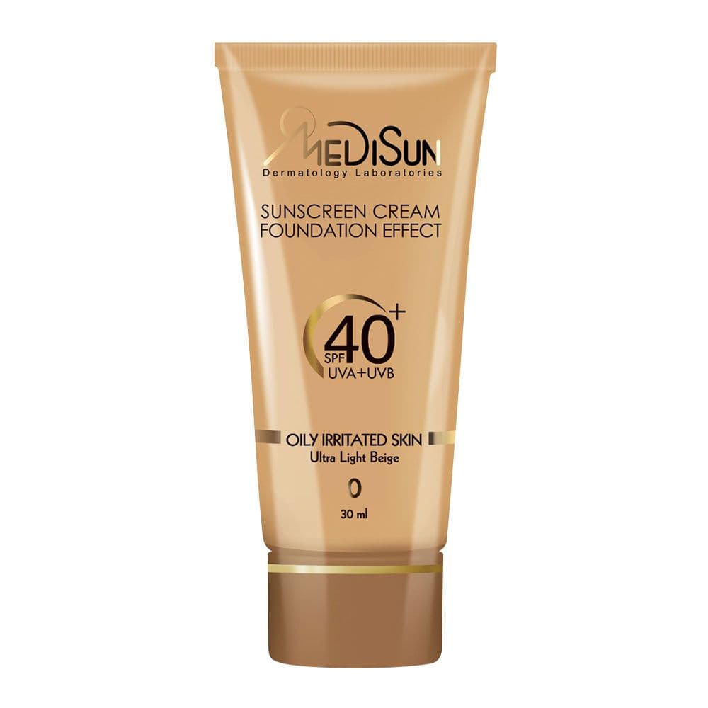 ضد آفتاب کرم پودری رنگی فاقد چربی تیوبی پوست حساس و چرب SPF40 مدیسان