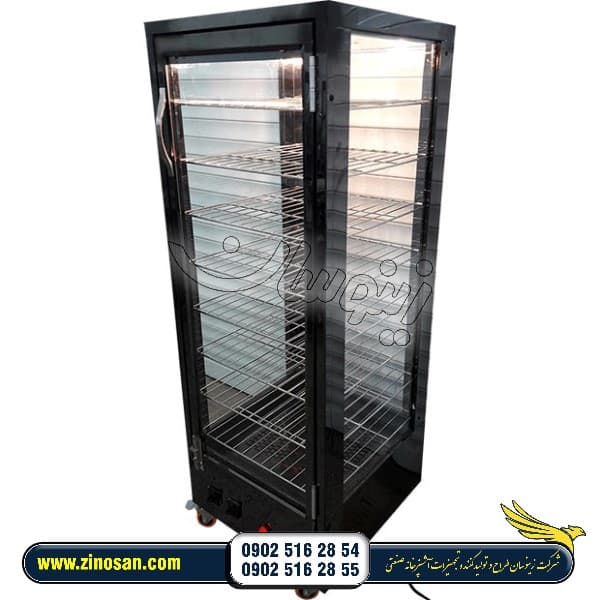 گرمخانه پیراشکی ویترینی هشت طبقه با استیل مشکی