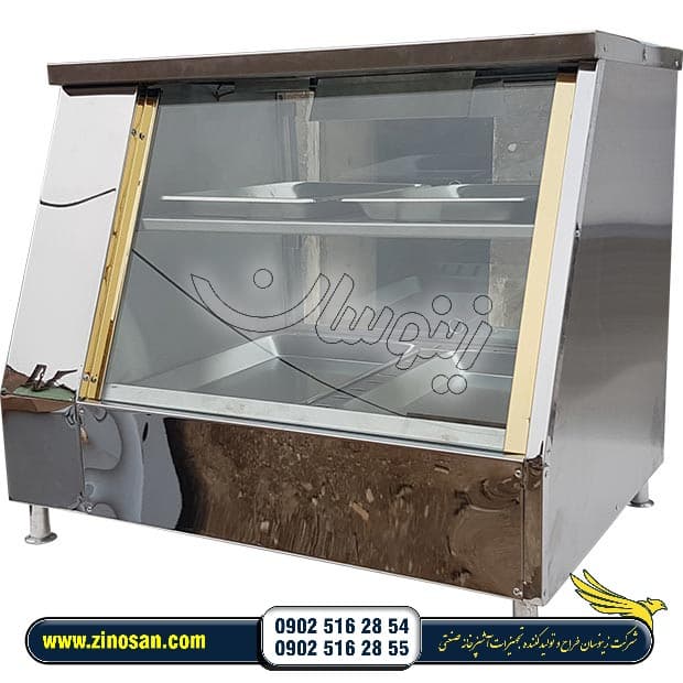 دیسپلی فست فود چهار سینی گرمکن ویترینی دو طبقه