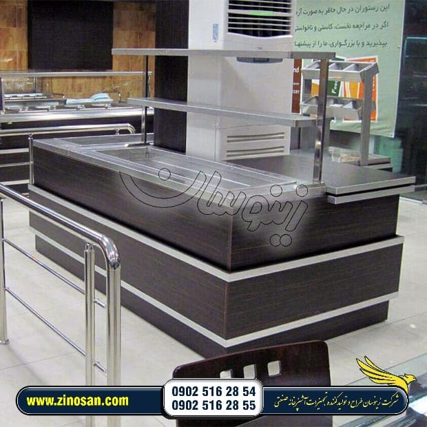 کانتر گرم نمای چوبی با پیشخوان دو طبقه