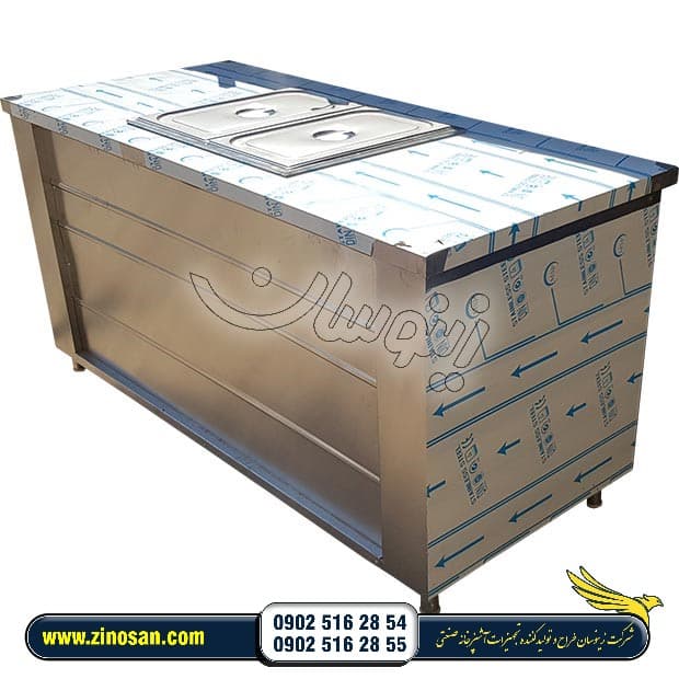 کانتر گرم قنادی دو لگن برقی با میز و کابینت — تصویر ۲