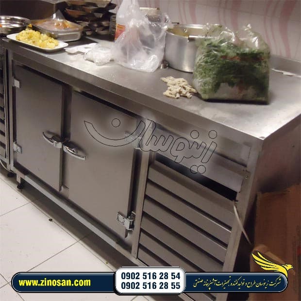 فریزر میز کاری صنعتی خوابیده دو درب استیل — تصویر ۲