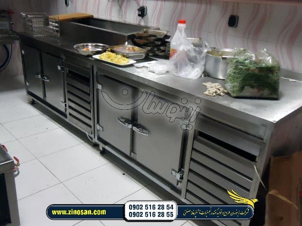 فریزر میز کاری صنعتی خوابیده دو درب استیل — تصویر ۴
