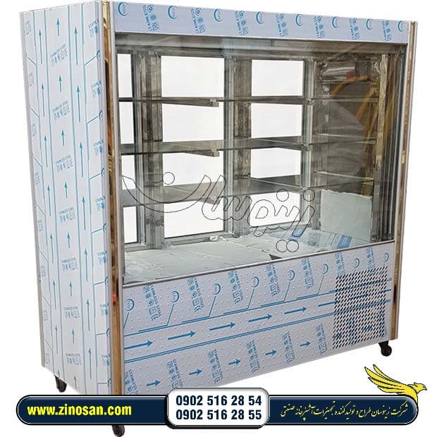 یخچال کبابی دو متری ویترینی دو طرف شیشه ایستاده رستورانی