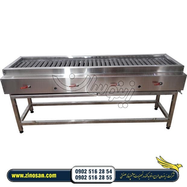 کباب پز گازی استیل صنعتی دو متری طرح بوتان