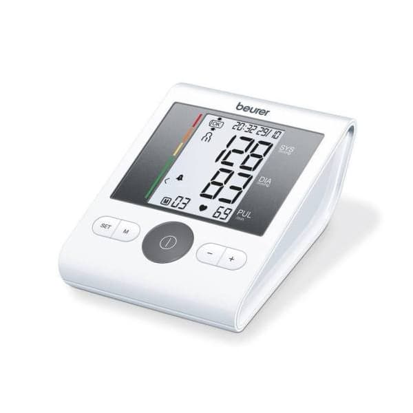 فشارسنج بازویی دیجیتال بیورر مدل BM28 با حافظه 120 رکورد برای 4 کاربر، نمایشگر LCD بزرگ، تشخیص آریتمی، هشدار خطای محاسباتی، سنجش ضربان قلب، قابلیت خاموشی خودکار و منبع تغذیه باتری قلمی و آداپتور — تصویر ۹