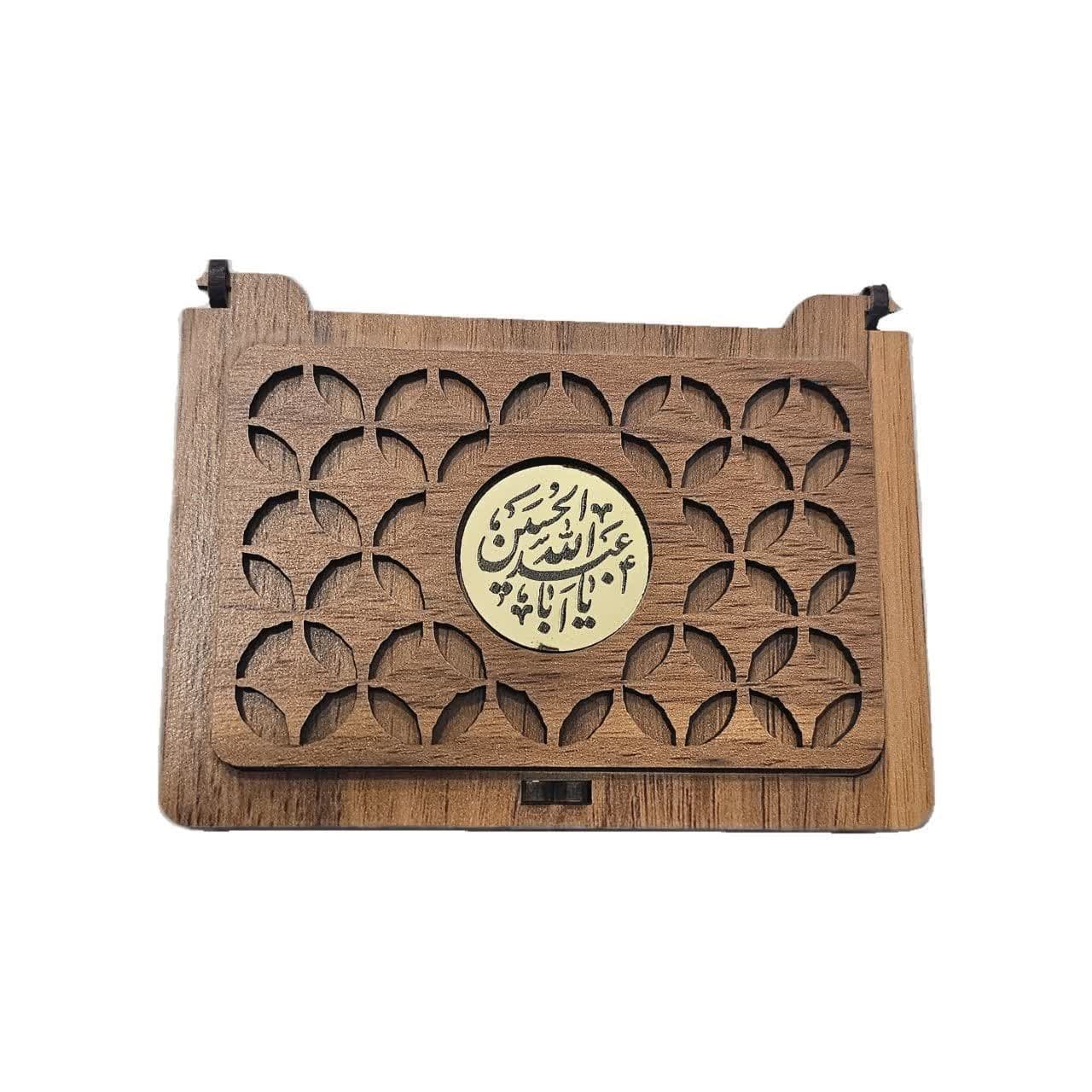 سنگ حرم امام حسین (ع) با هدیه تربت اصل کربلا و آب سرداب حرم حضرت ابالفضل (ع) با جعبه — تصویر ۸