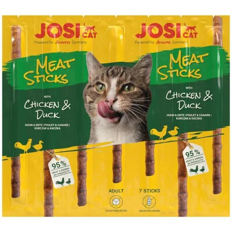تشویقی مدادی گربه جوسرا با طعم مرغ و اردک Josicat Meat Sticks Chicken & Duck بسته 7 عددی — تصویر ۳