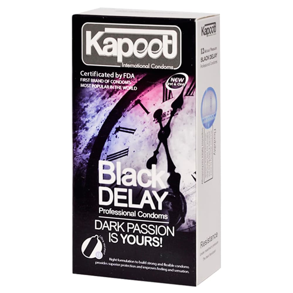 کاندوم تاخیری مشکی کاپوت Black Delay بسته 12 عددی