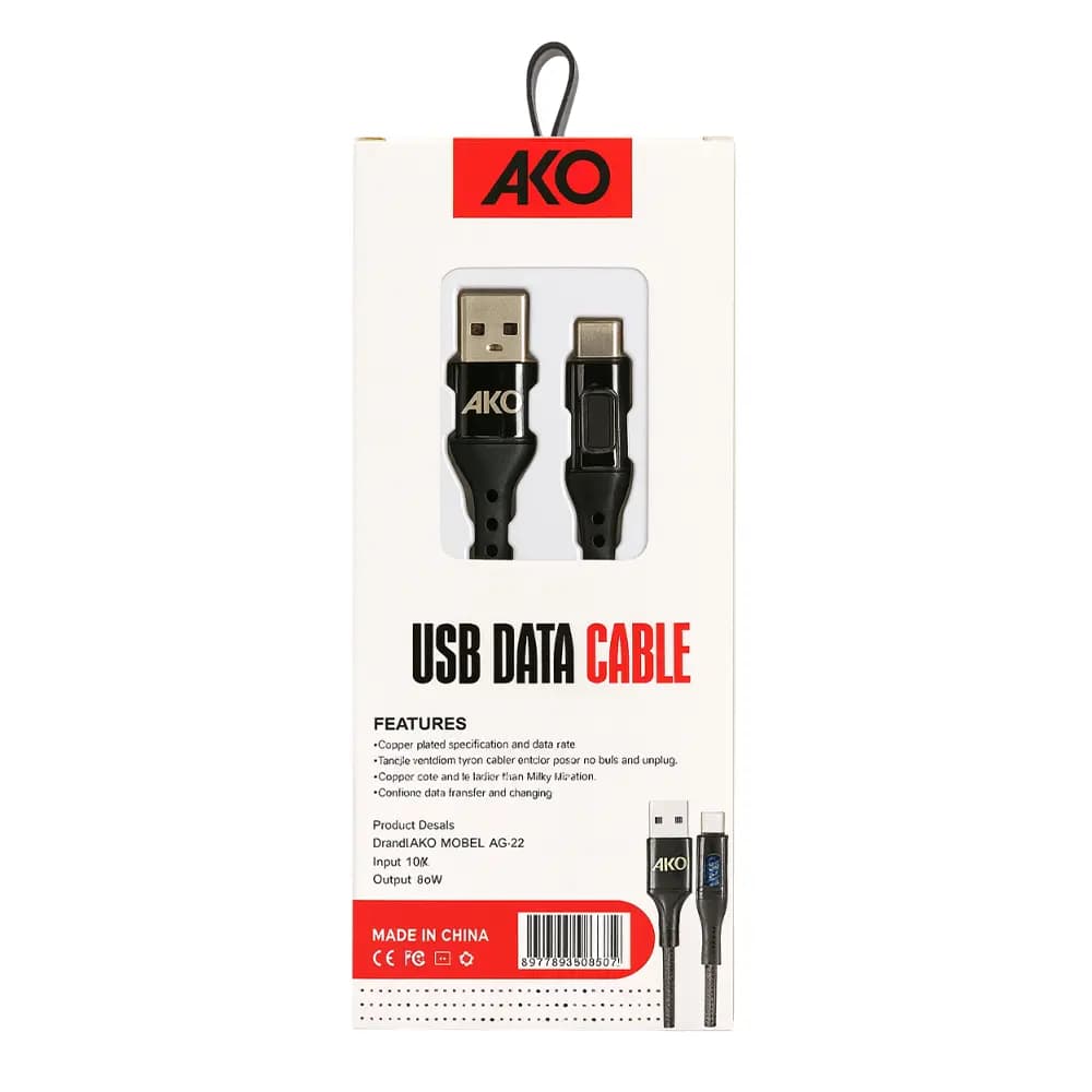 کابل تبدیل USB به USB-C آکو مدل AC-22 طول 1 متر — تصویر ۴
