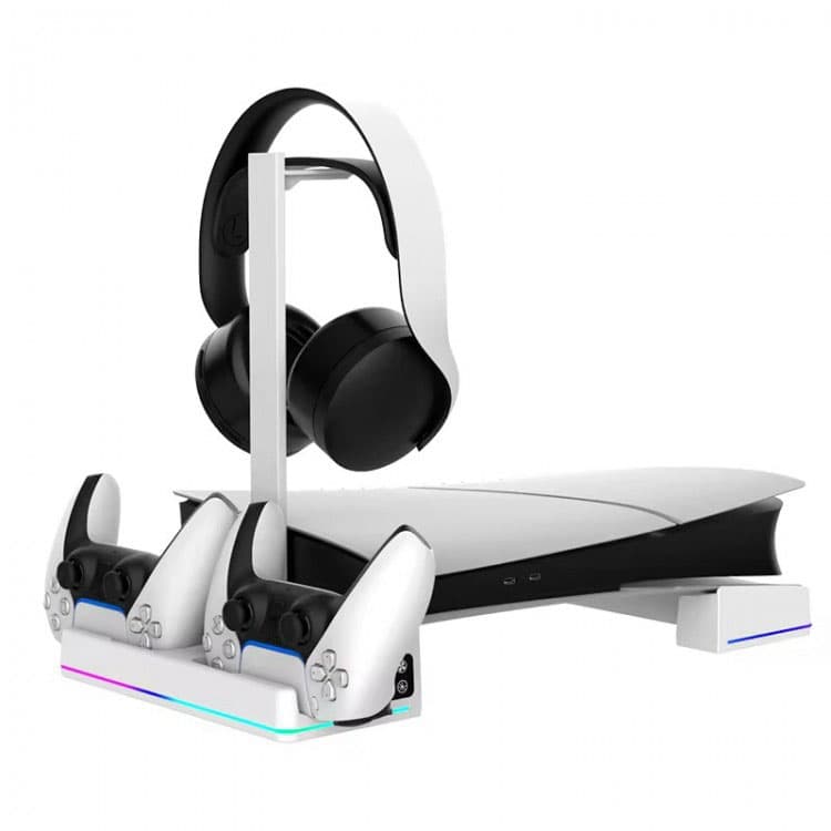 پایه شارژر افقی iPega RGB مناسب PS5 Slim – سفید — تصویر ۴