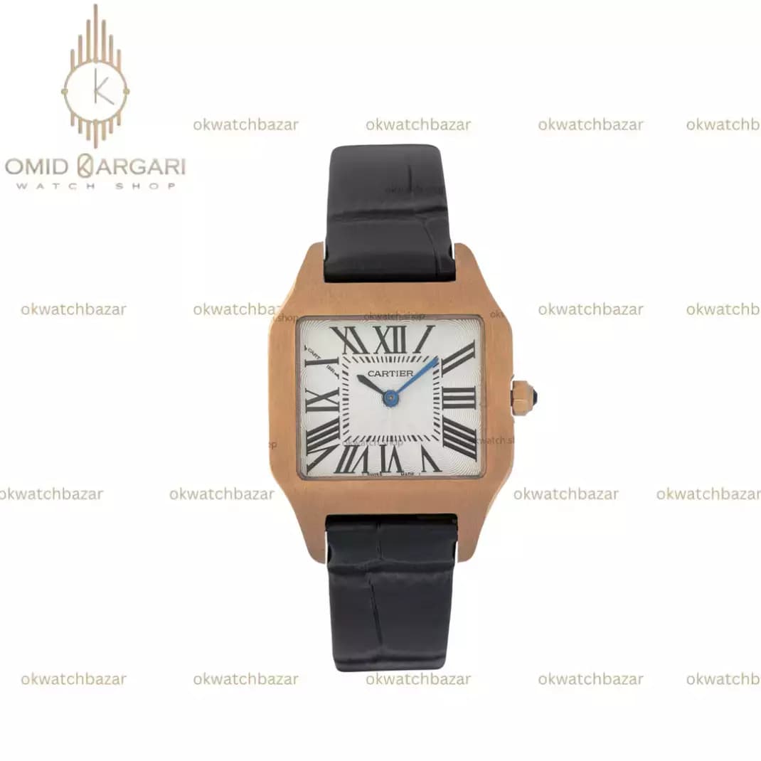 ساعت مچی کارتیه سانتوس دومونت قاب رزگلد صفحه سفید Cartier Santos Dumont