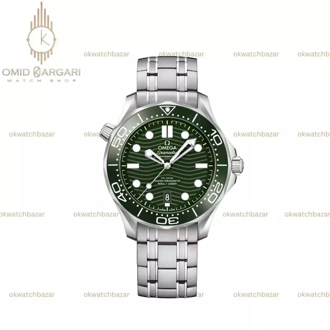 ساعت مچی امگا سیمستر اتوماتیک سیلور صفحه سبز Omega Seamaster Diver
