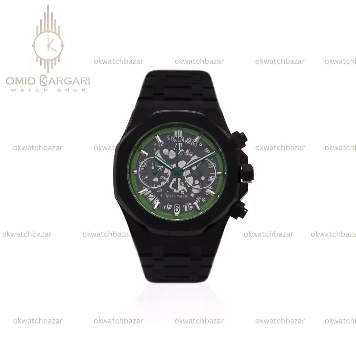 ساعت مچی اودمار پیگه صفحه اسکلتون بند مشکی Audemars Piguet