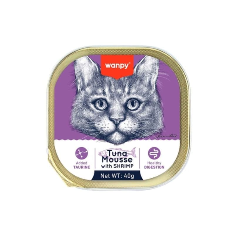 ووم گربه ونپی با طعم ماهی تن و میگو Wanpy Tuna Mousse With Shrimp وزن 40 گرم