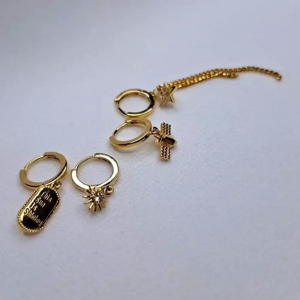 گوشواره زنانه چهار تیکه آویز طرح SUN SHINE مدل fashion jewellery 6728 — تصویر ۴