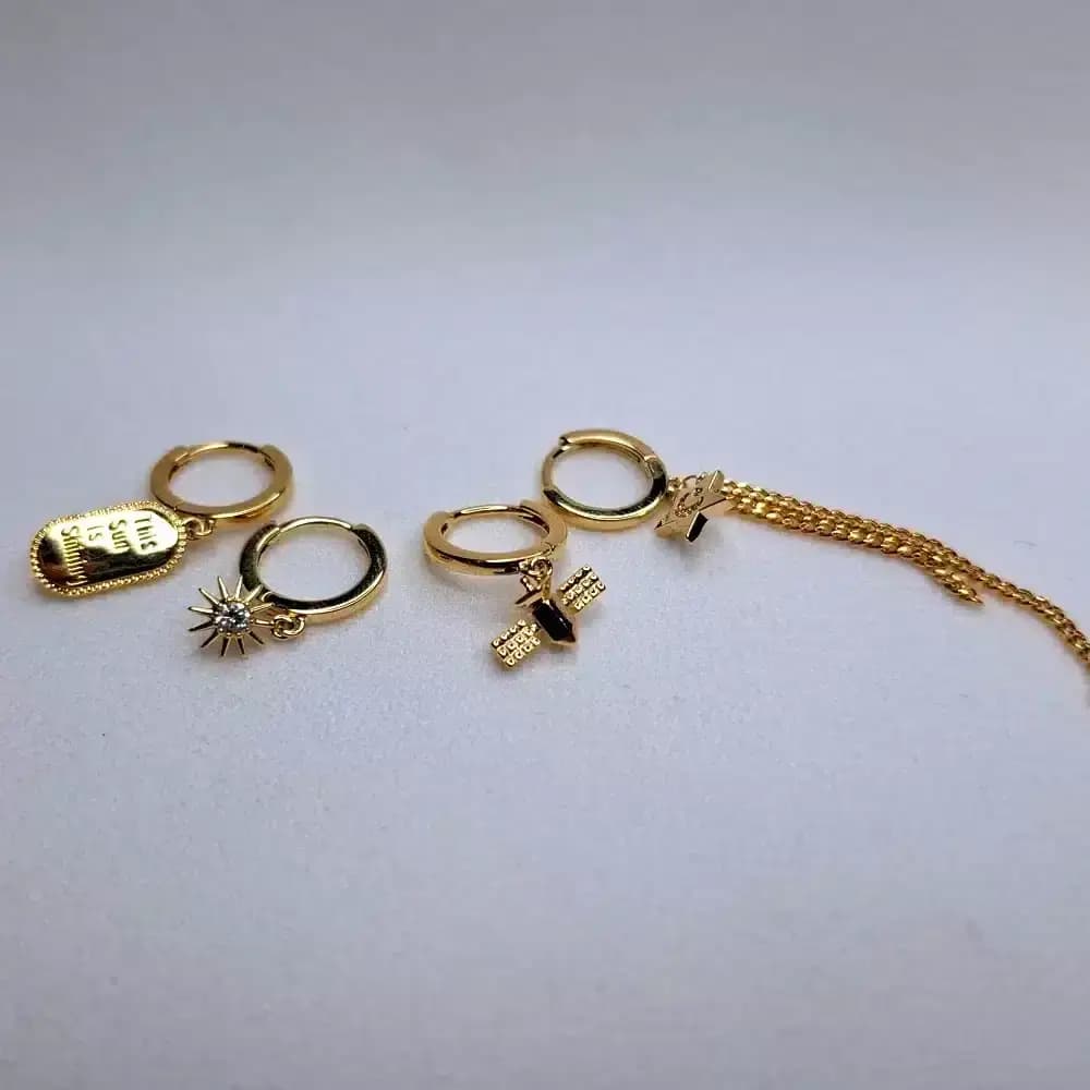 گوشواره زنانه چهار تیکه آویز طرح SUN SHINE مدل fashion jewellery 6728 — تصویر ۵