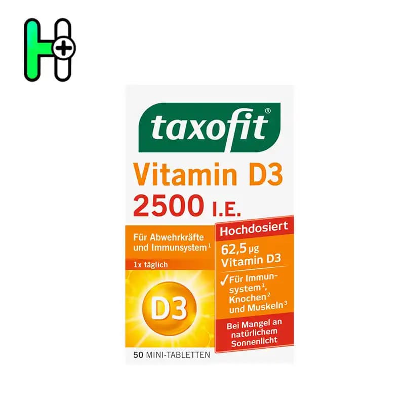 کپسول ویتامین d3 2500 تاکسوفیت المان Vitamin D3 2500 Taxofit — تصویر ۲