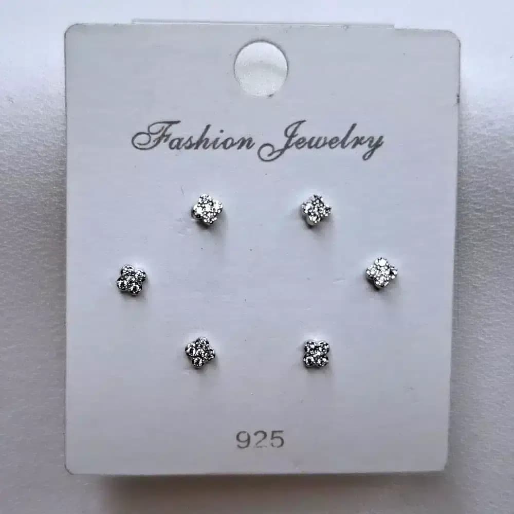 گوشواره زنانه سه تیکه گل طرح پیرسینگ مدل fashion jewellery 6655