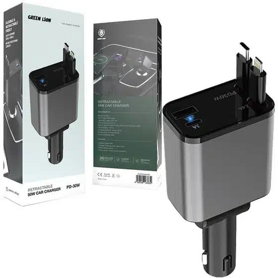 شارژر فندکی خودرو گرین لاین مدل GNRCC50WBK ظرفیت ۵۰ وات