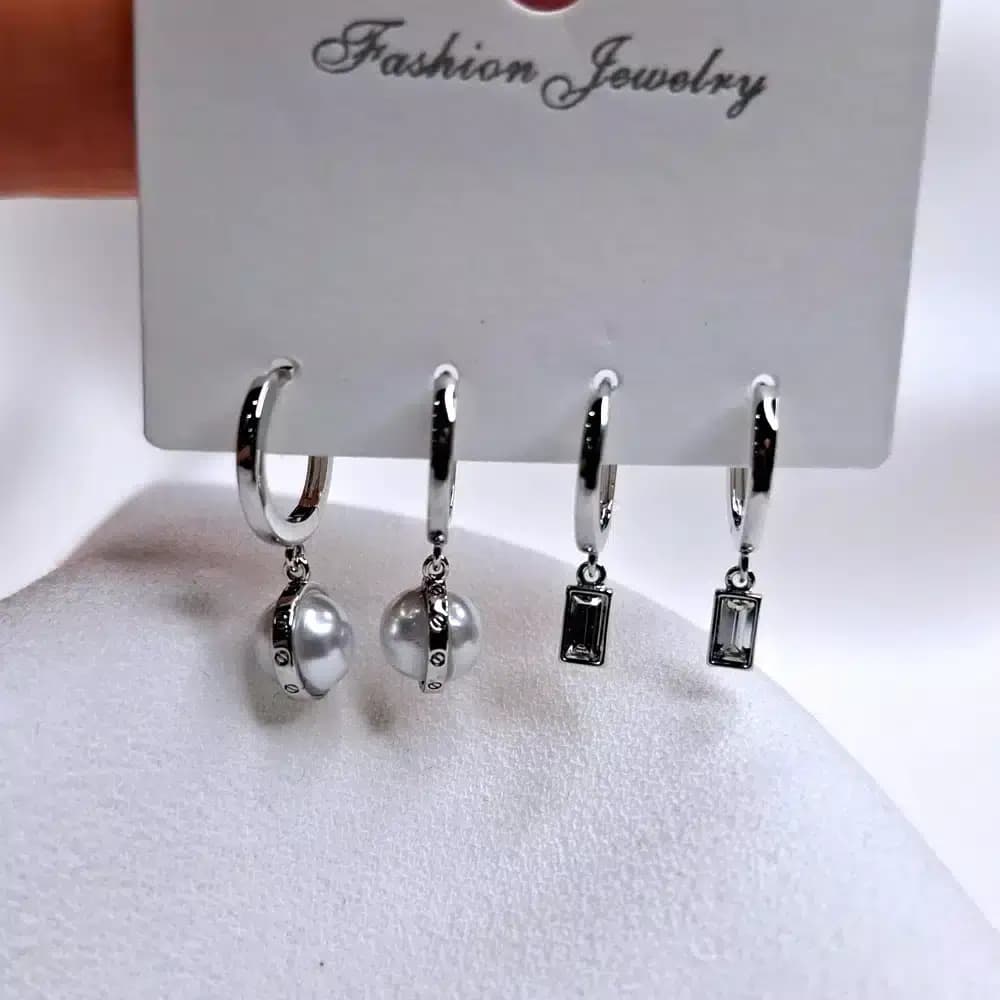 گوشواره زنانه چهار تیکه مرواریدی fashion jewellery 6071
