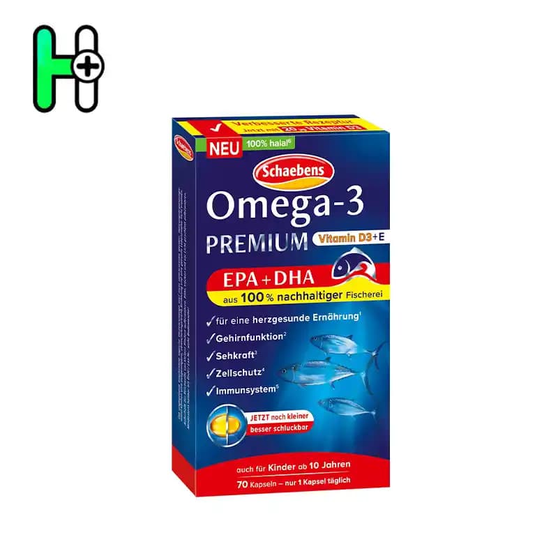 کپسول امگا 3 پریمیوم شابنز Schaebens Omega-3 PREMIUM + ویتامین D3 و E — تصویر ۳