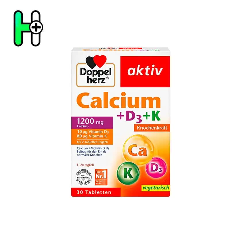 مکمل کلسیم + ویتامین D3 + ویتامین K داپل‌هرز Doppelherz Calcium + D3 + K — تصویر ۲