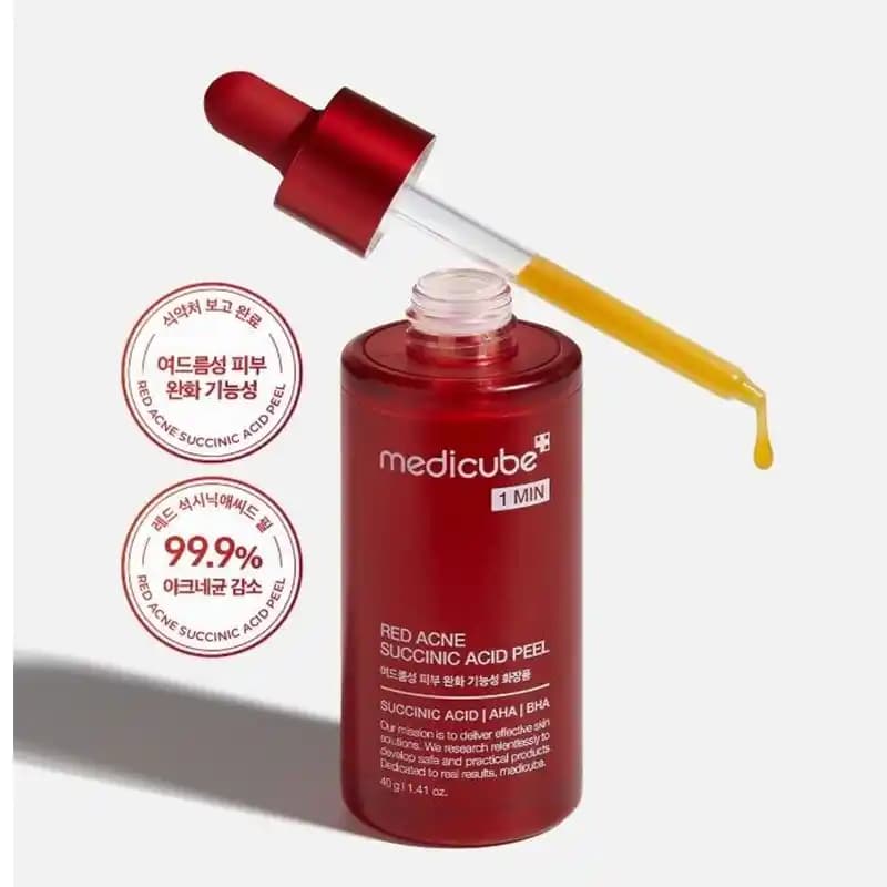 سرم پیلینگ سوکسینیک اسید لایه‌بردار و ضدجوش قوی مدی کیوب Medicube Red Succinic Acid Peel — تصویر ۴