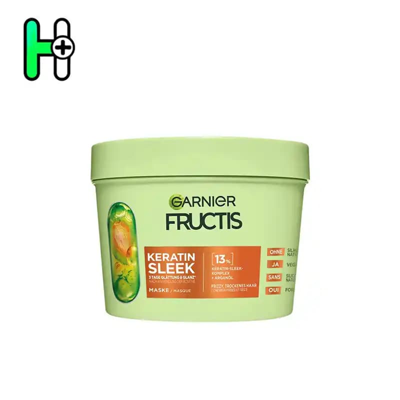 ماسک مو کراتین گیاهی احیای موهای وز و آسیب‌دیده اسلیک گارنیر Garnier Fructis Keratin Sleek Mask — تصویر ۲
