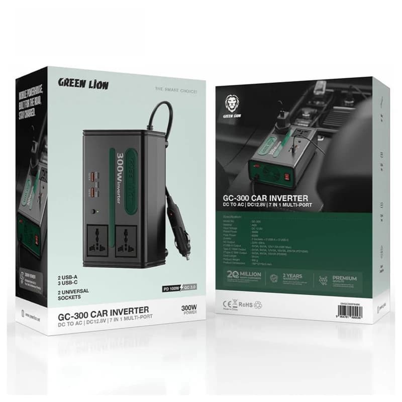 اینورتر خودرو گرین لاین مدل GC-300 ظرفیت ۳۰۰ وات ۷ در ۱ — تصویر ۸
