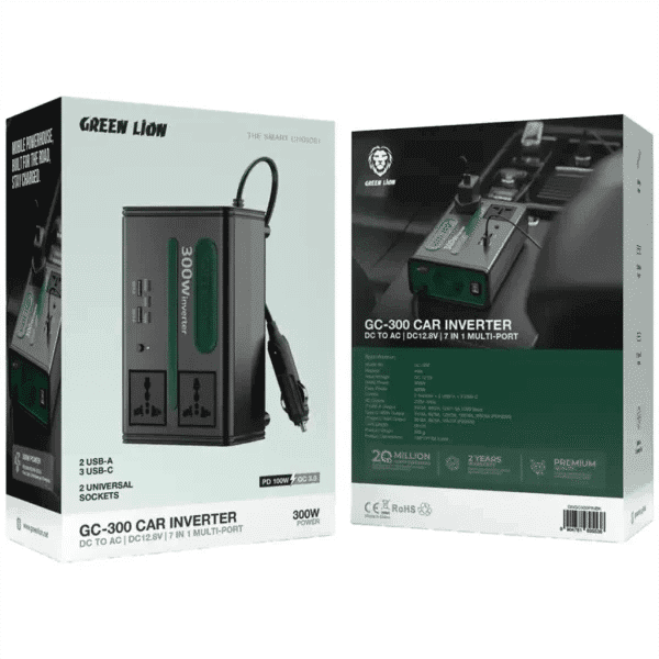 اینورتر خودرو گرین لاین مدل GC-300 ظرفیت ۳۰۰ وات ۷ در ۱
